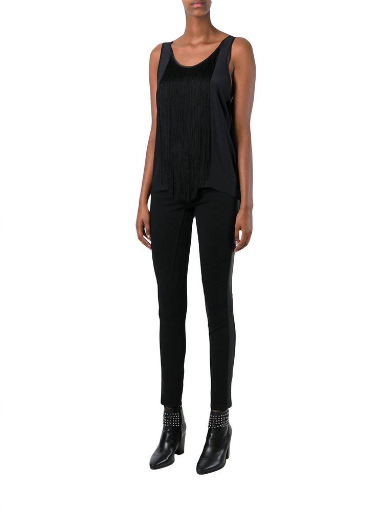 Silk Fringe Top In Black