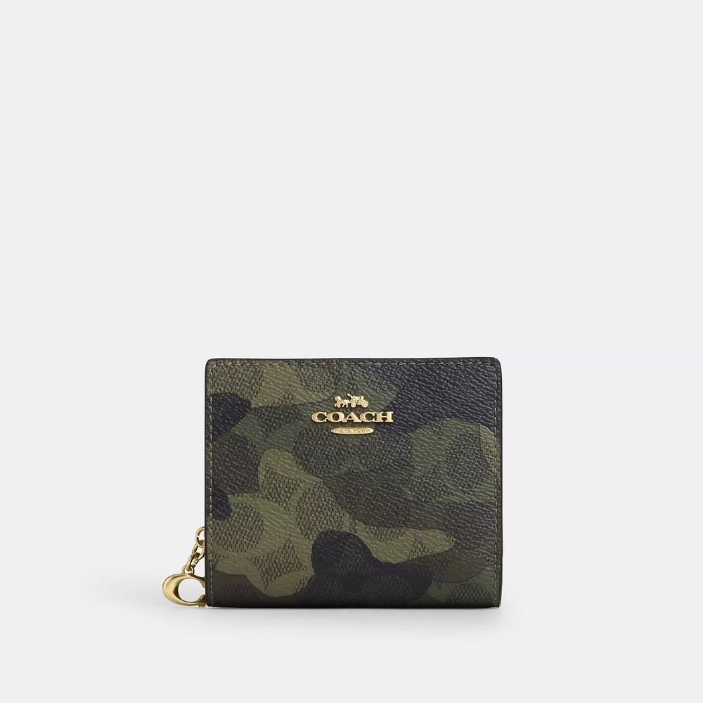 Coach Outlet Snap Wallet In Signature Camo Print