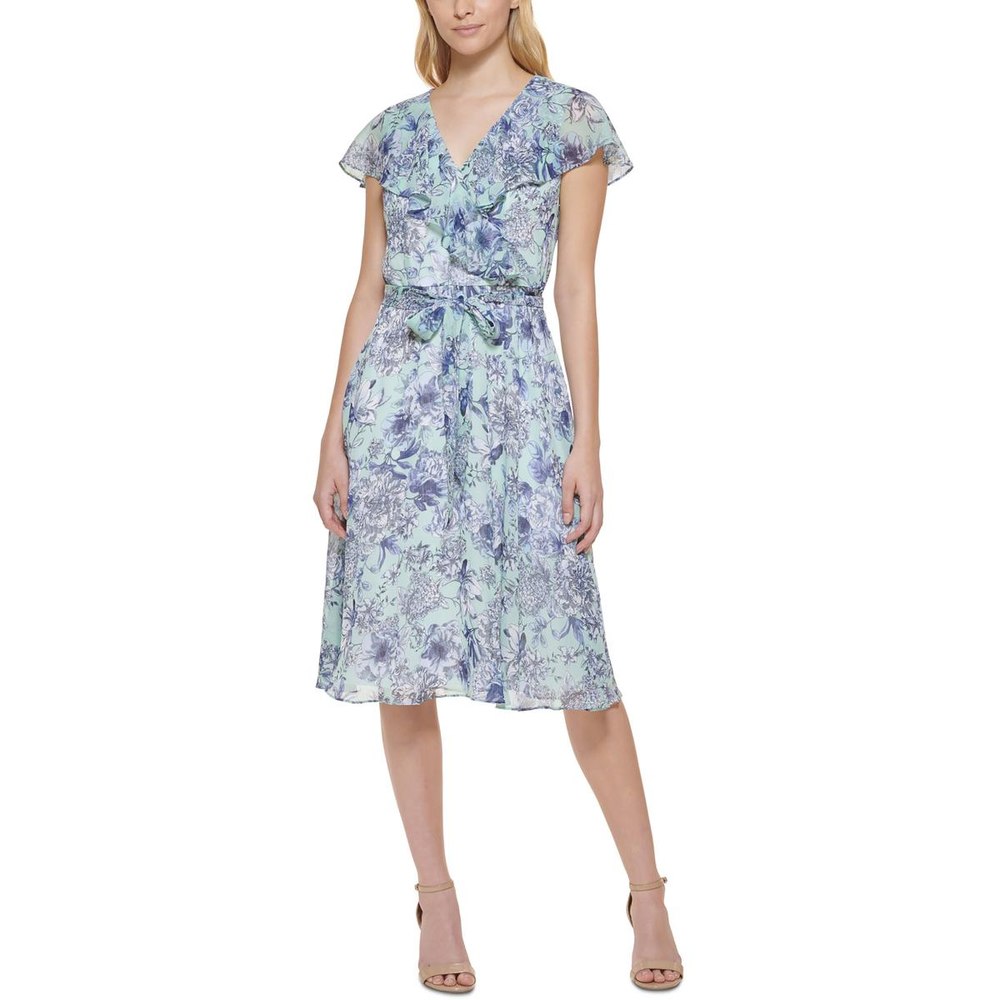 Petites Chiffon Floral Fit & Flare Dress