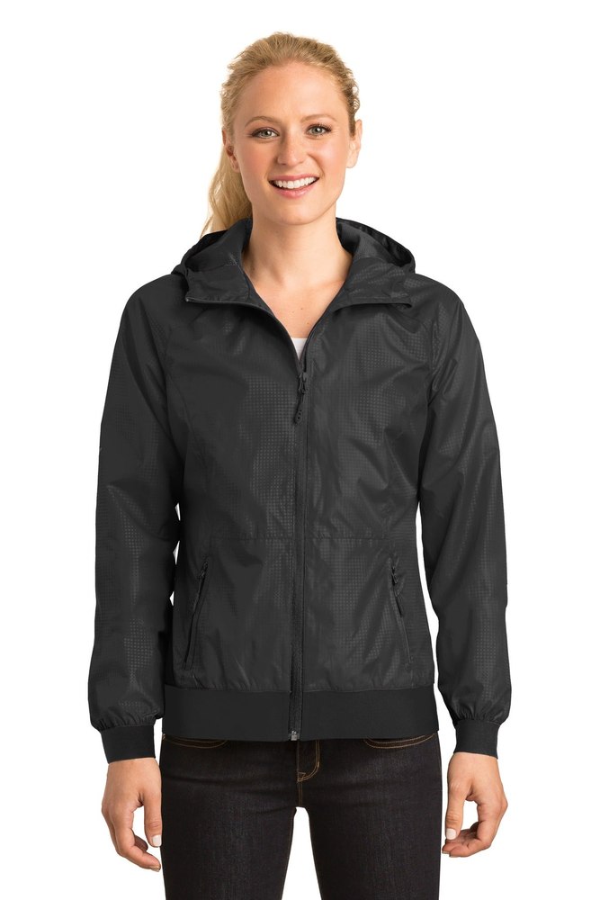 Sport-Tek Women’s Embossed Hooded Wind Jacket LST53