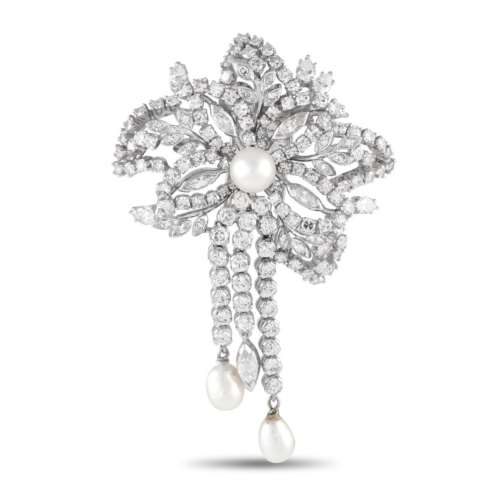 LB Exclusive Platinum 6.23ct Diamond Brooch #9007739