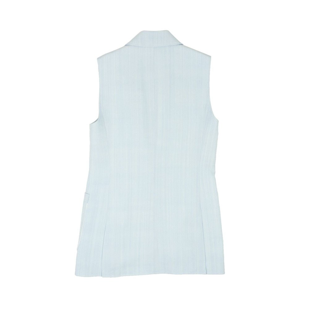 Lght Blue Sleeveless Single Breasted Blazer