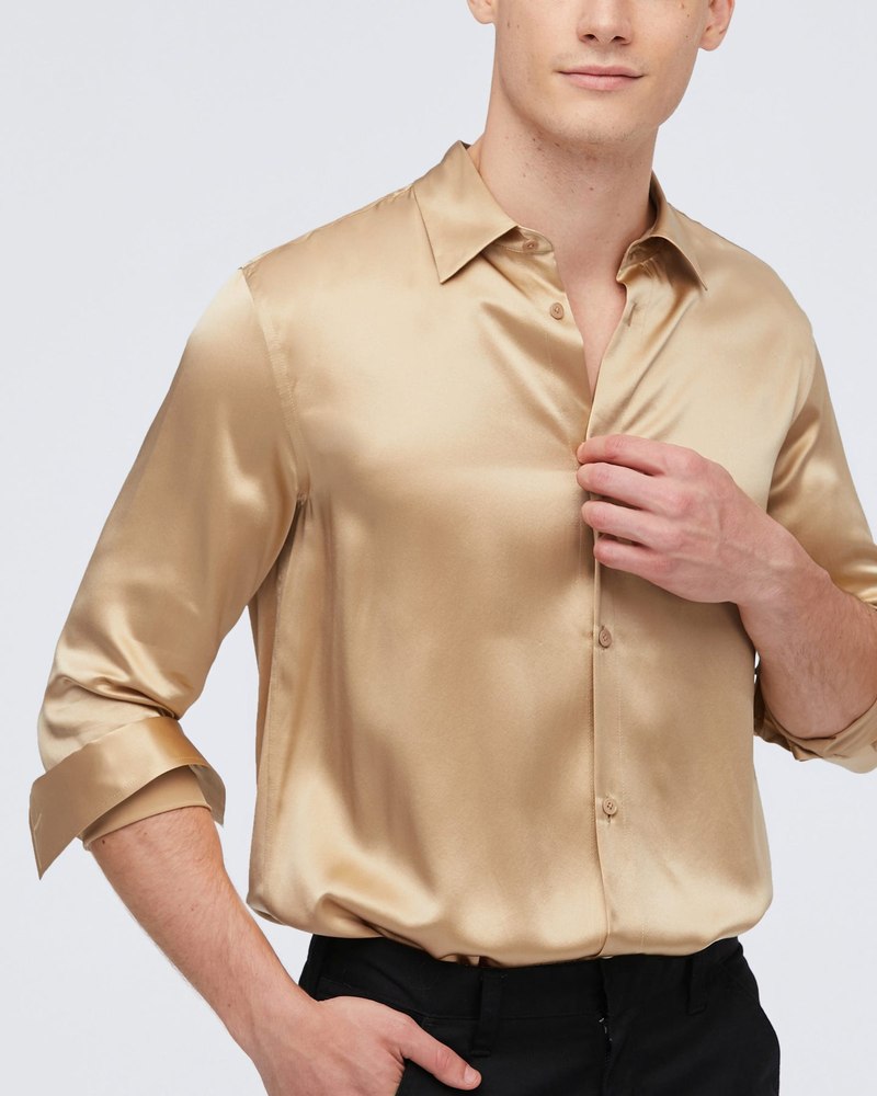 22MM Mulberry Silk Basic Mens Shirt 7607350001724