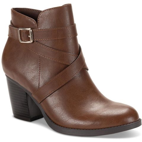 Zetaa Faux Leather Block Heel Ankle Boots