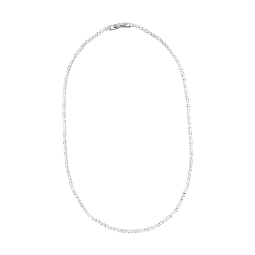 Silver Plated Micro Tennis Necklace