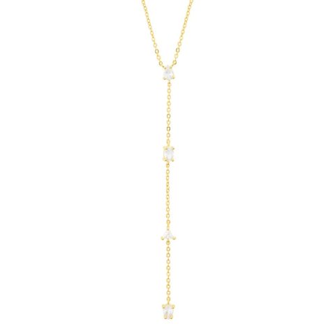 14k Gold Plated Adjustable Mixed Stone Lariat Y-Necklace