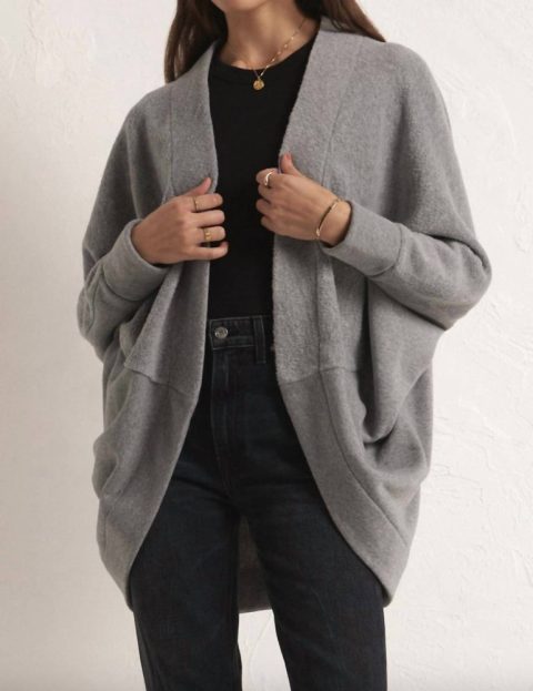 Commuter Fleece Cardigan In Grey