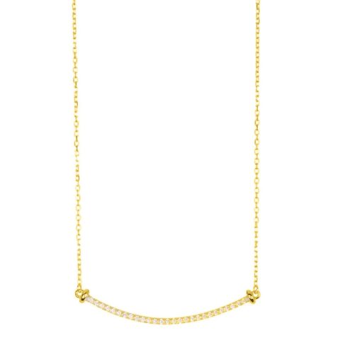 14k Gold Plated Curved Bar Necklace