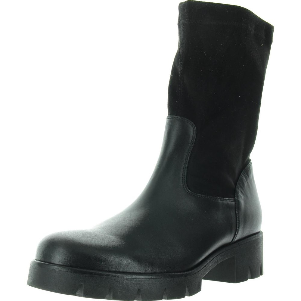Zipper Leather Mid-Calf Boots