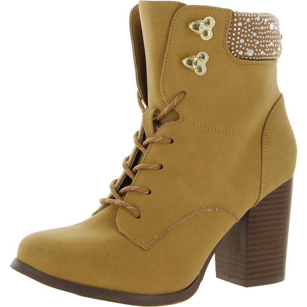 Maddie Faux Leather Lace-Up Booties