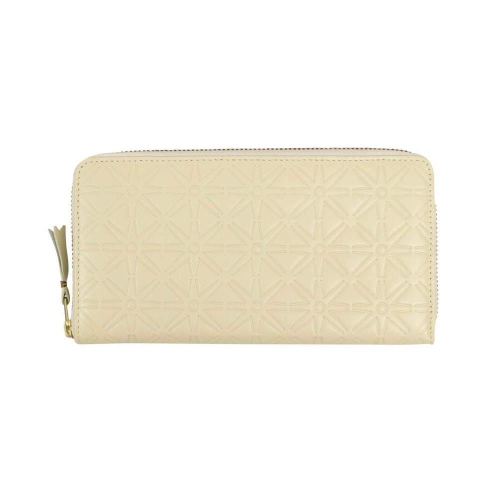 Leather Star Embossed Wallet – Cream