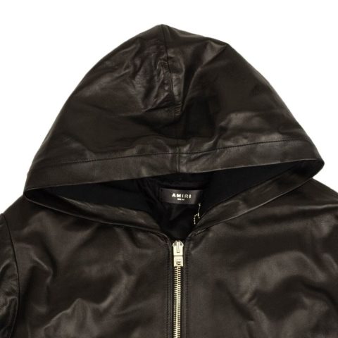 Black Leather Hoodie