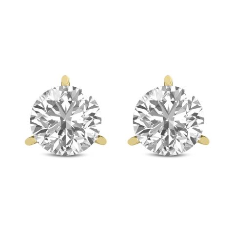 Diana M Lab 2.0ct TW 3prong Martini Studs Earring in 14KT YELLOW Gold
