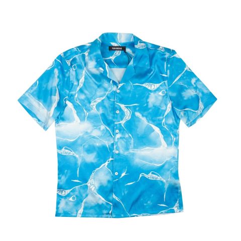 Blue Miracle Tie Dye Silk Button Down Shirt