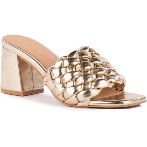 Connoisseur Faux Leather Woven Mule Sandals