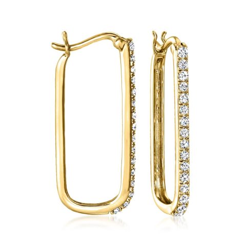 Ross-Simons Diamond Paper Clip Link Hoop Earrings in 18kt Gold Over Sterling 7733300723772