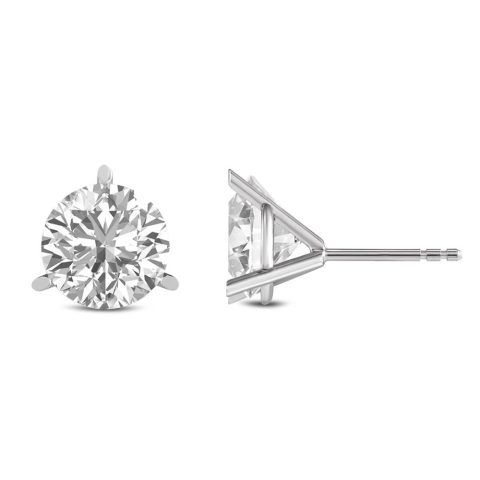 Diana M Lab 1ct TW 3prong Martini Studs Earring in 14KT WHITE Gold
