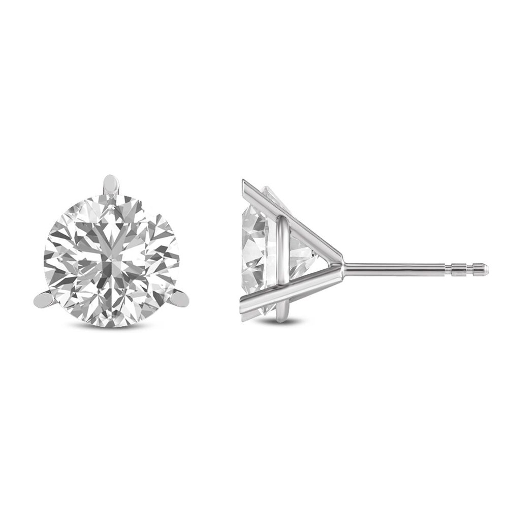 Diana M Lab 1ct TW 3prong Martini Studs Earring in 14KT WHITE Gold