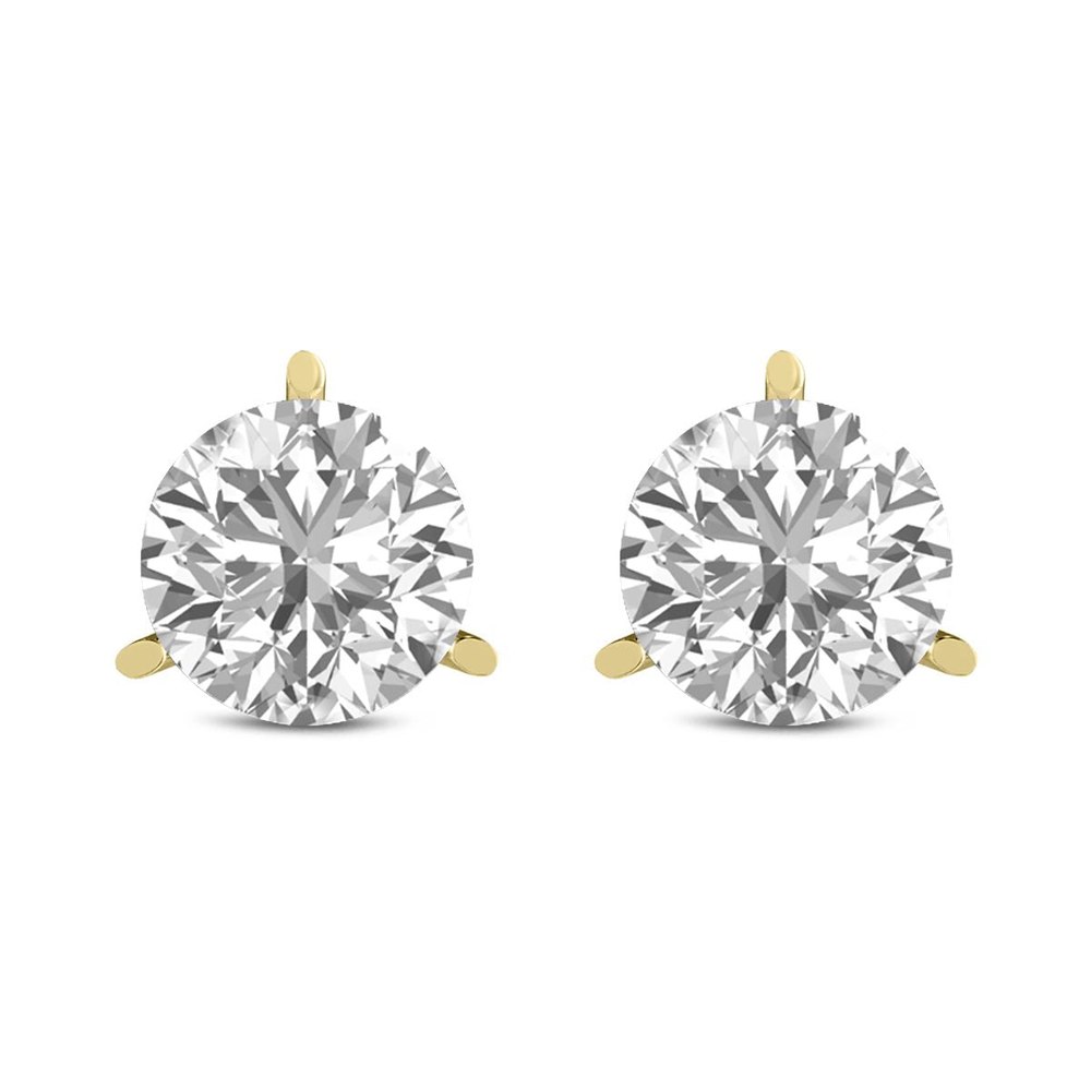 Diana M Lab 1ct TW 3prong Martini Studs Earring in 14KT YELLOW Gold