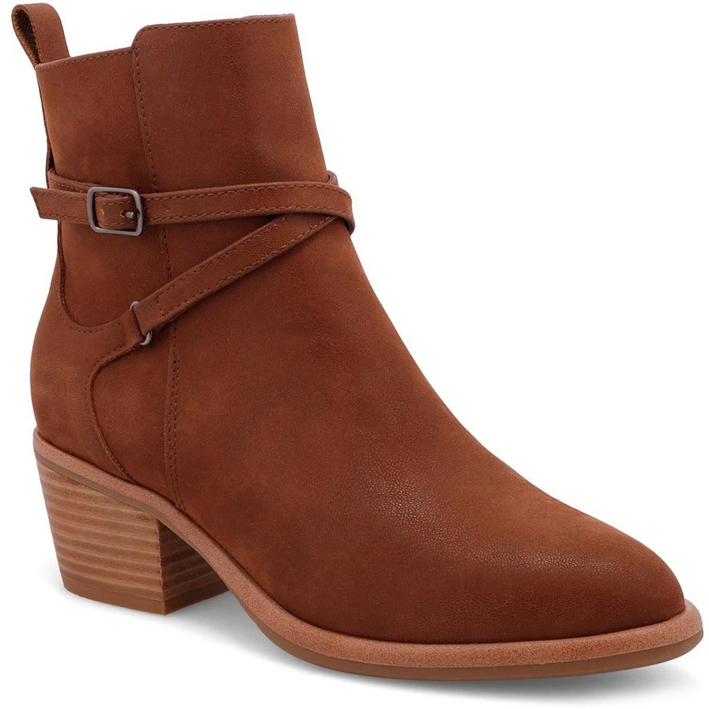 Santina Faux Leather Stacked Heel Ankle Boots