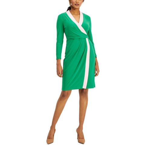 Colorblock Midi Wrap Dress
