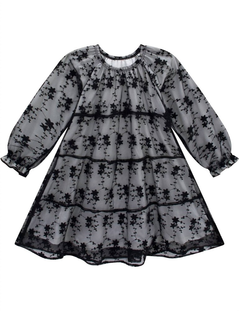Girls Lace Over-Lay Dress In Black 7733689843772