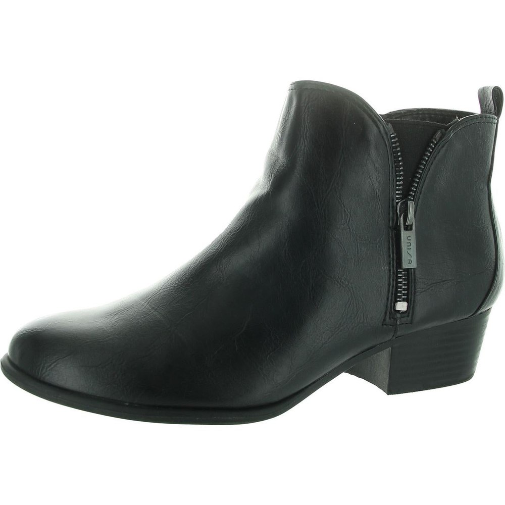 Pedrio Zipper Faux Leather Ankle Boots