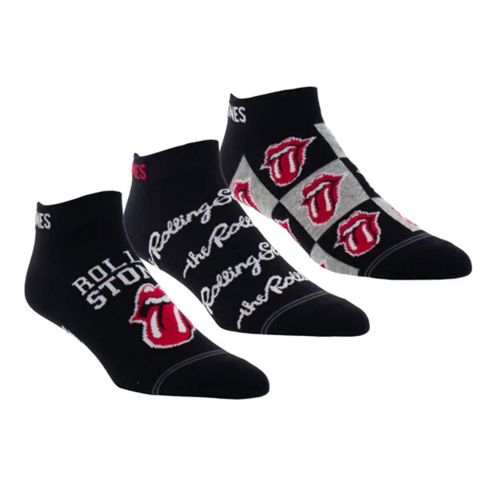 Unisex – Rolling Stones Collegiate Tongues Liner Socks – 3 Pair In Black