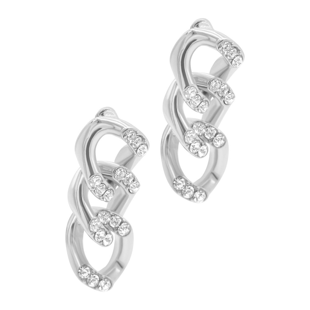 Crystal Curb Chain Earrings silver
