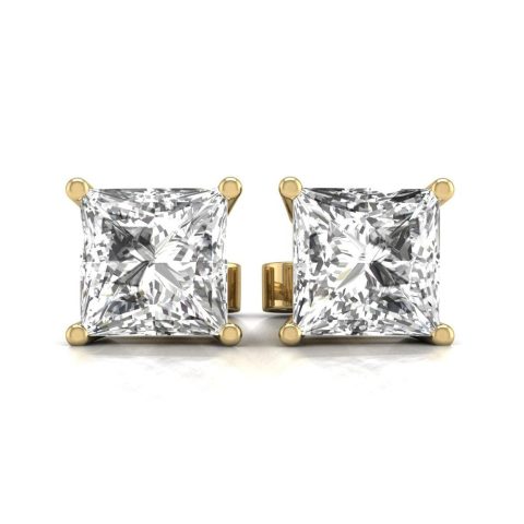 Diana M Lab 14KT YG 1.50ct TW LGD Princess Earring