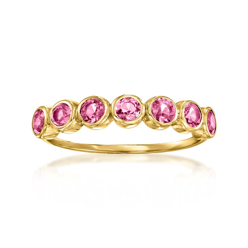 RS Pure by Ross-Simons Bezel-Set Pink Tourmaline Ring in 14kt Yellow Gold