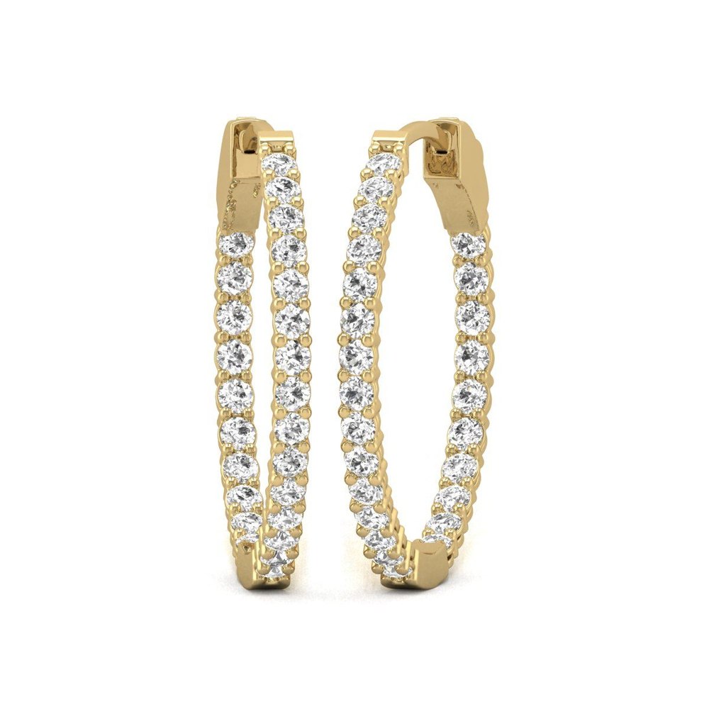 Diana M Lab 14KT YG 3CT TW Round In & Out Hoop Earring