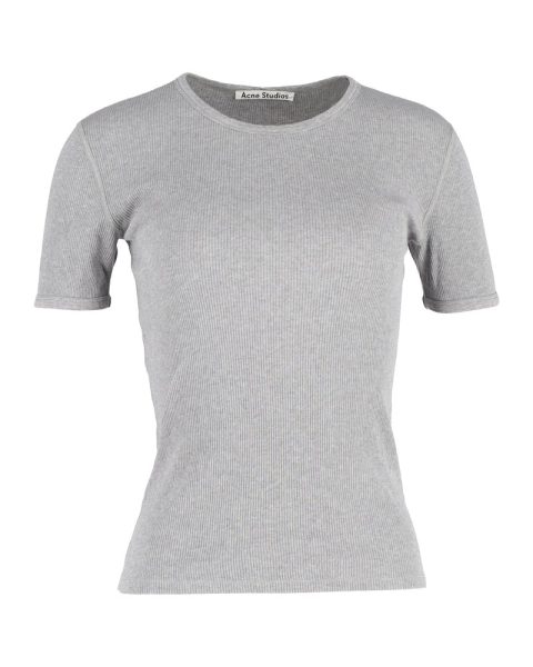 Acne Studios Fitted Ribbed Tee in Grey Cotton