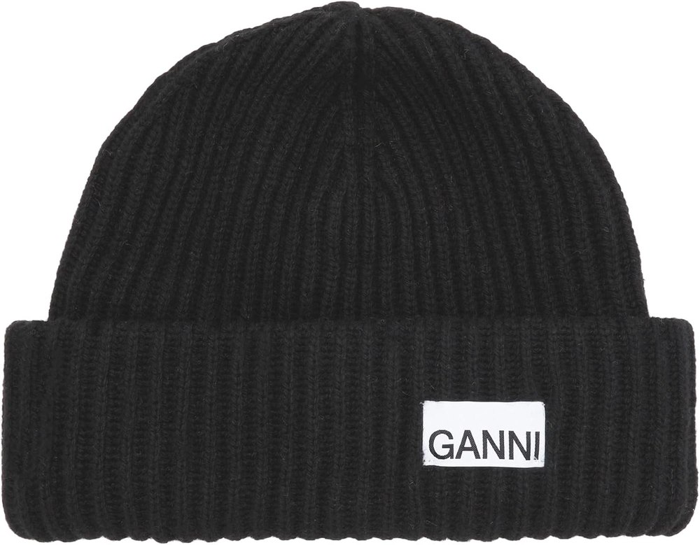 Ganni Women’s Structured Rib Beanie, Black