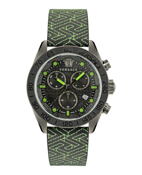 Greca Dome Chrono Leather Watch