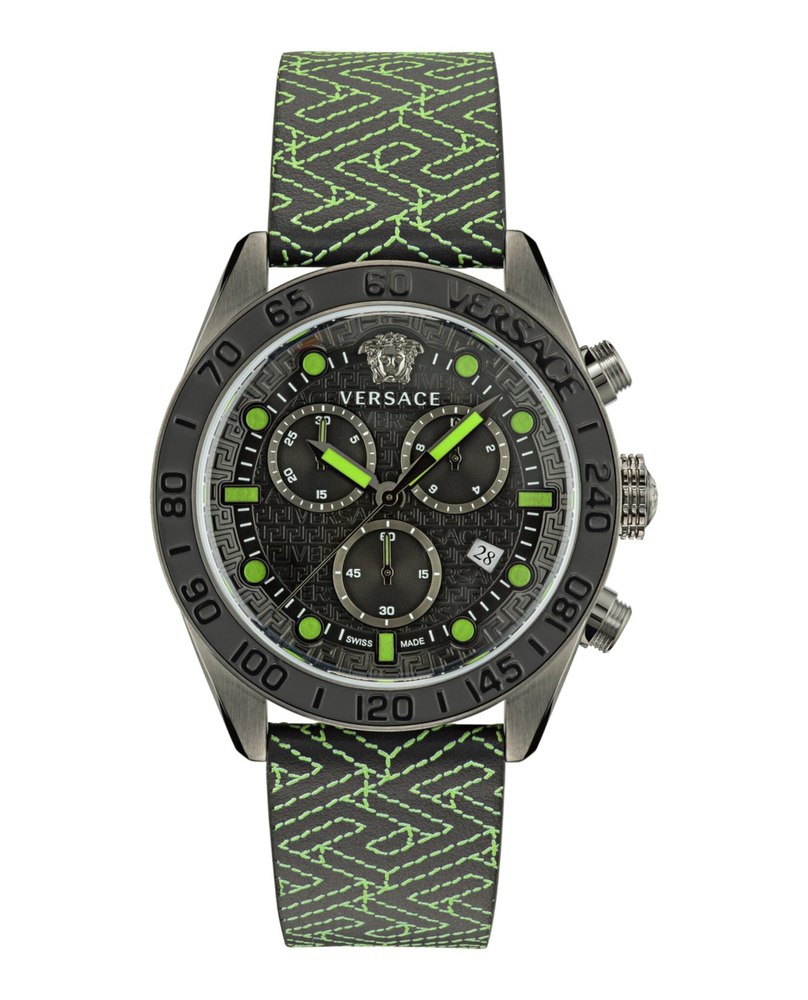 Greca Dome Chrono Leather Watch
