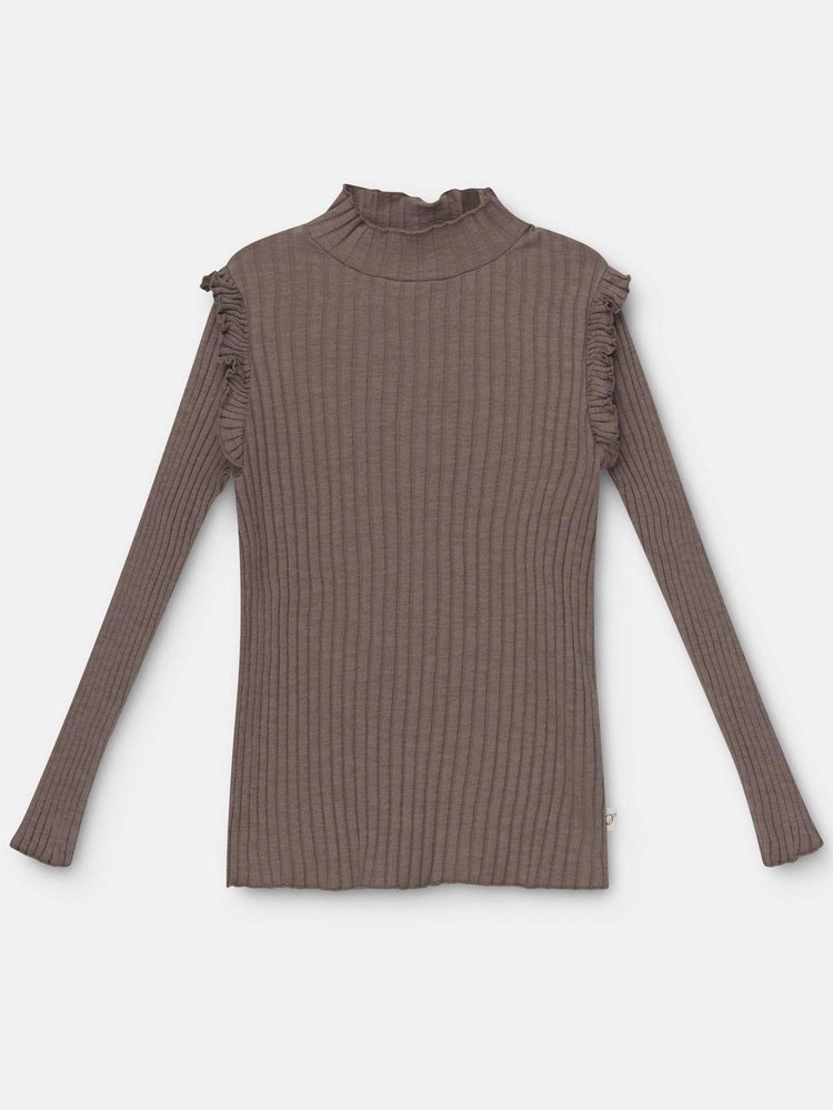 Kids Elise Ruffle Top In Camel