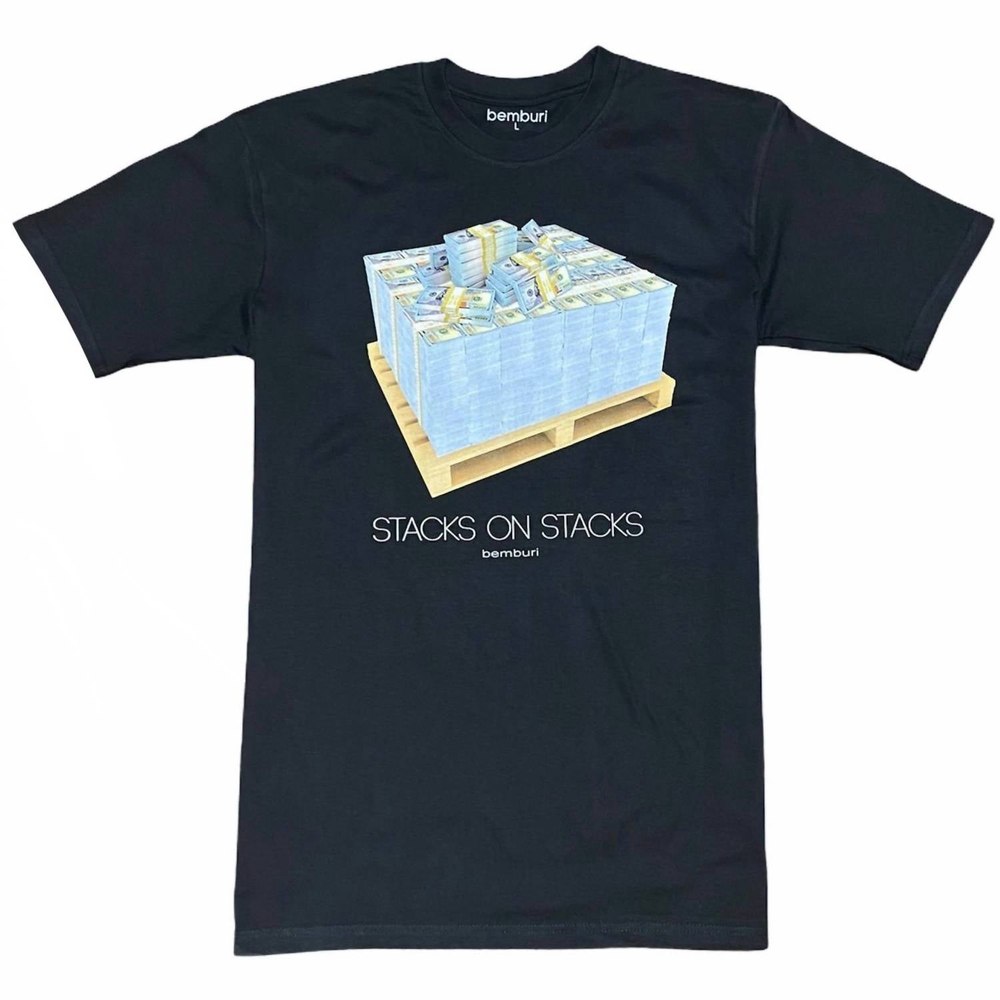 Men’s Stacks On Stack T Shirt In Black