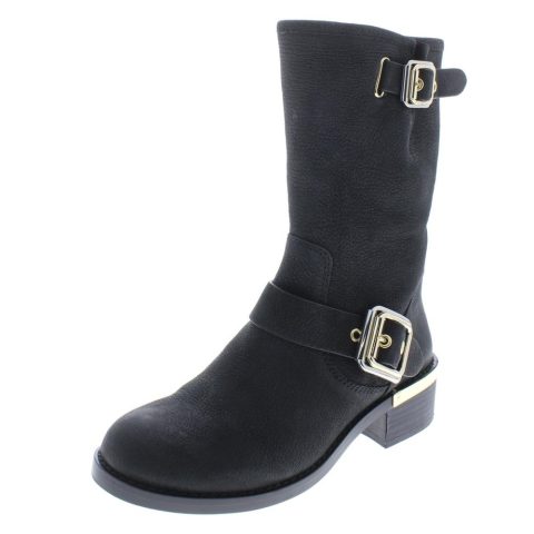 Windy Buckle Moto Mid-Calf Boots