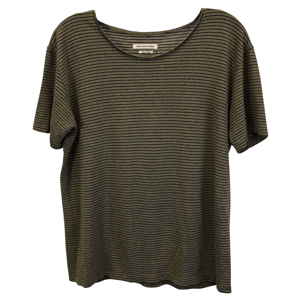 Isabel Marant Étoile Striped T-Shirt in Green Cotton 7733844901948