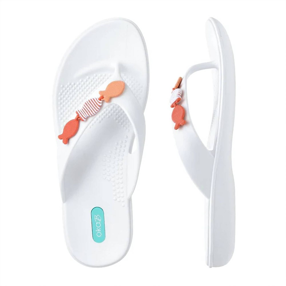 Women Bodie Flip Flops In Salt/guava 7733851029564