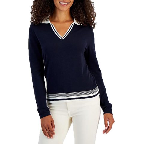 Collar Knit V-Neck Sweater
