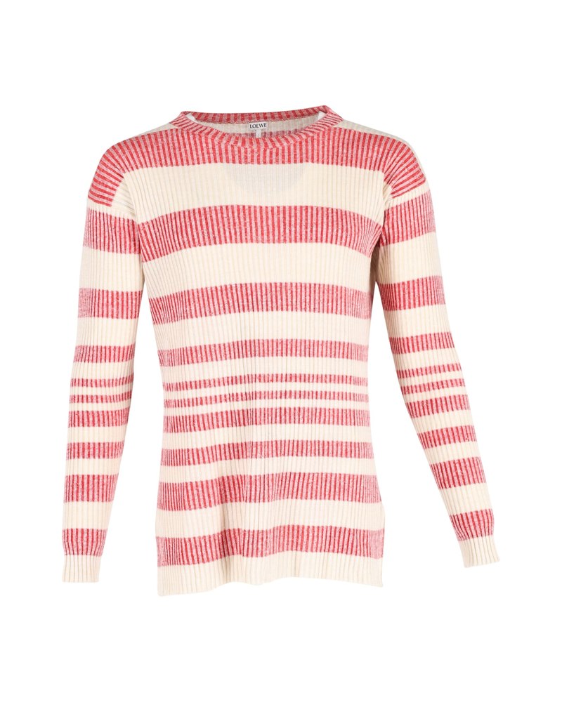 Loewe Rib-Knit Striped Sweater in Red Wool 7748636540988