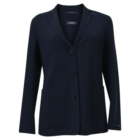 ‘S Max Mara Single-Breasted Cucito Amano Jacket in Navy Blue Wool 7748638244924