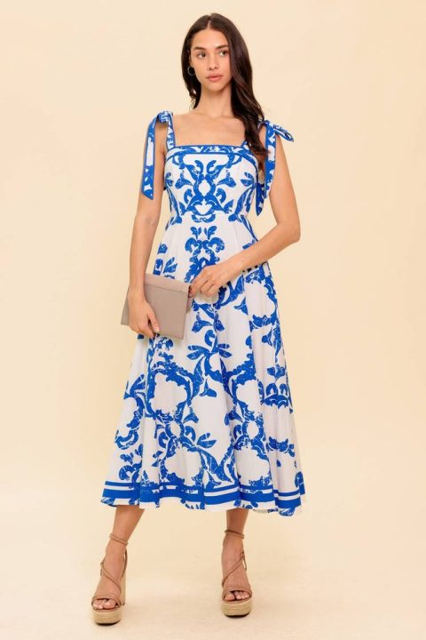 ADAIR PASSPORT TO THE SUN WOVEN MIDI DRESS