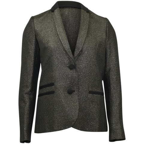 Zadig & Voltaire Vedax Dore Structured Metallic Blazer in Black Acrylic 7748653154364