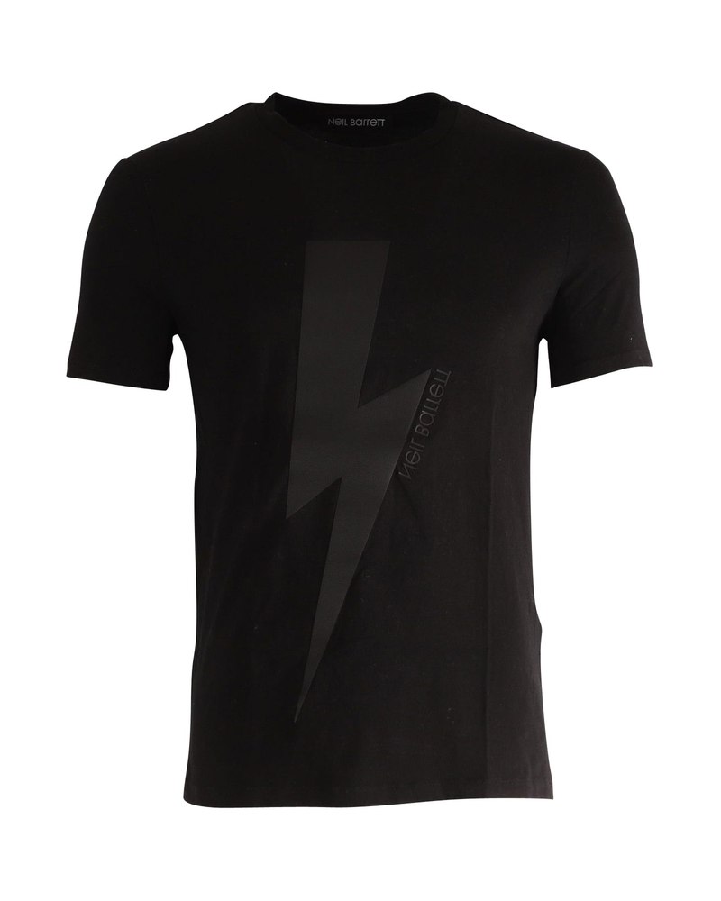 Neil Barrett Thunderbolt Tonal Print T-Shirt in Black Cotton 7748656660540