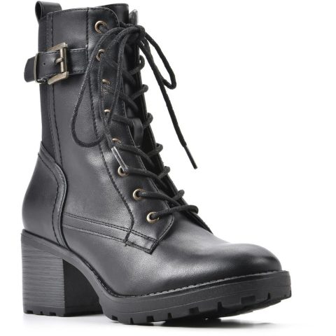 Bradley Faux Leather Ankle Combat & Lace-up Boots