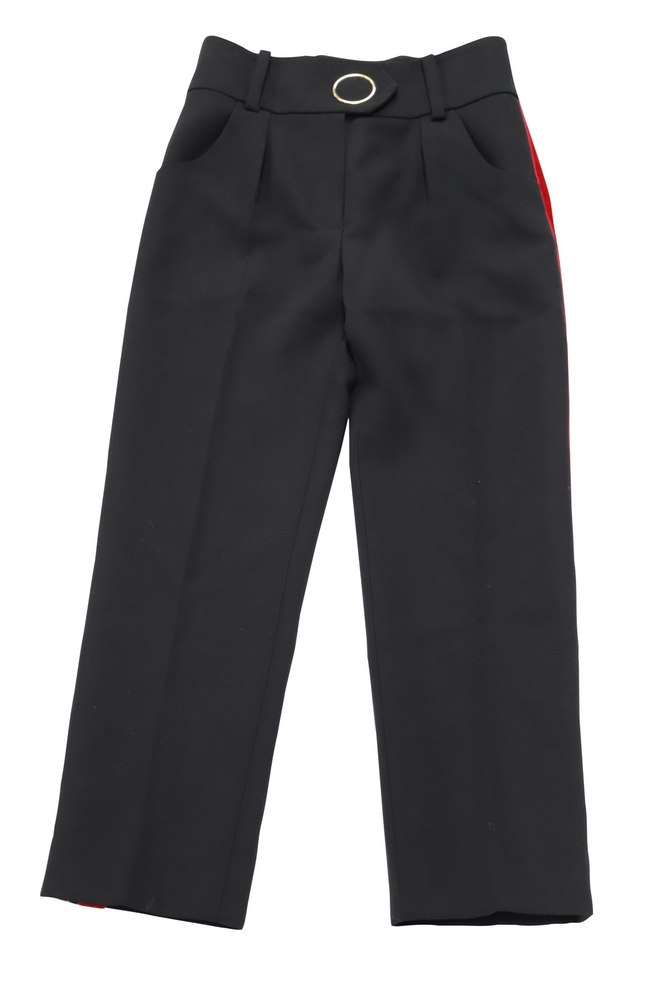 Petar Petrov Velvet Trim Straight Leg Pants in Black Wool 7748658331708