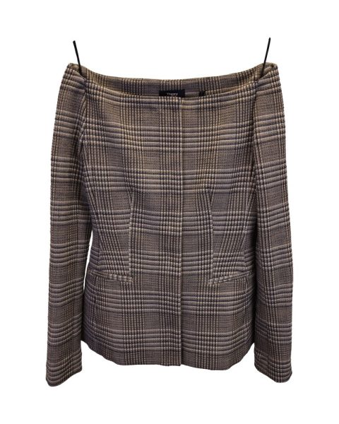 Theory Hadfield Off The Shoulder Stretch Jacket In Grey Wool 7748662951996